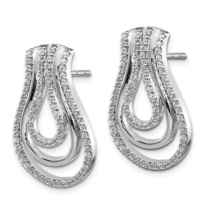 Solid 14k White Gold Simulated CZ Fancy Earrings