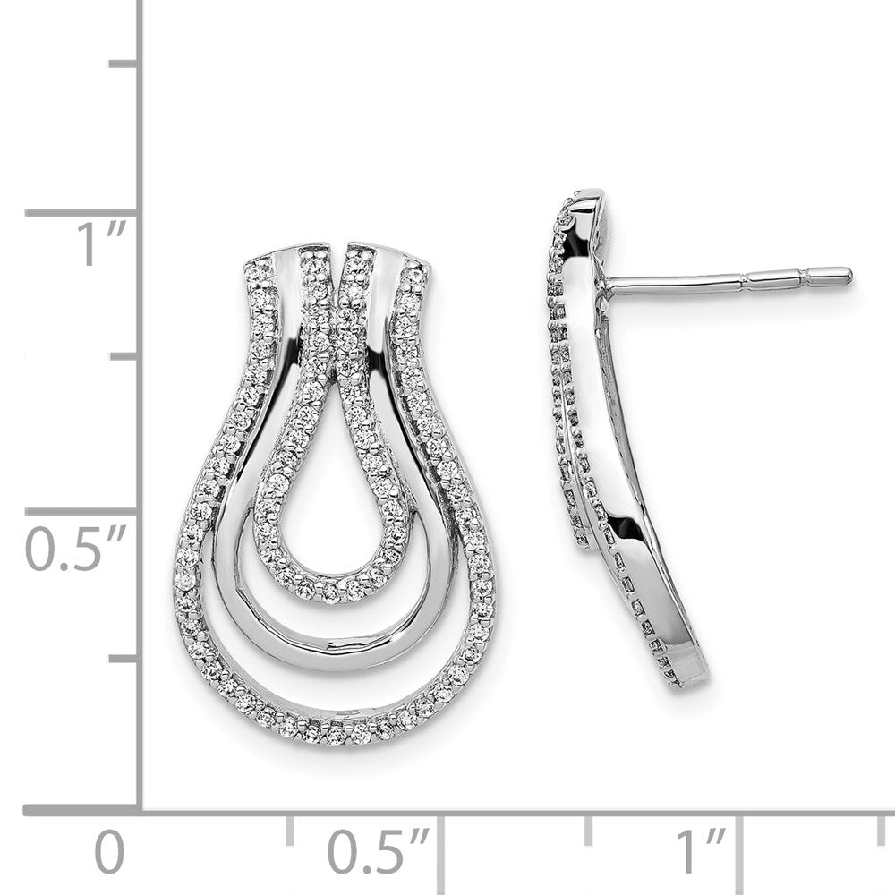 Solid 14k White Gold Simulated CZ Fancy Earrings