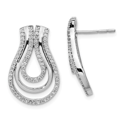 Solid 14k White Gold Simulated CZ Fancy Earrings