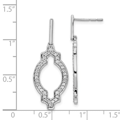 Solid 14k White Gold Simulated CZ Fancy Dangle Earrings