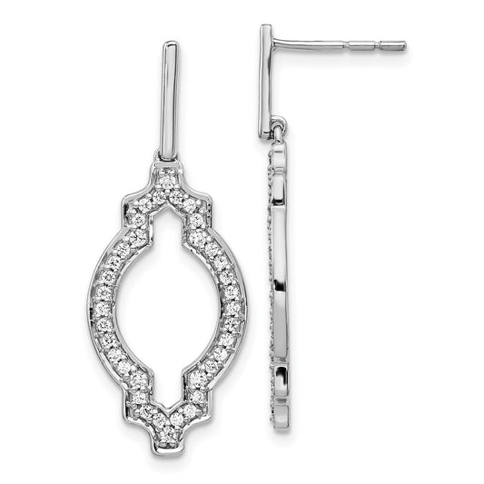 Solid 14k White Gold Simulated CZ Fancy Dangle Earrings