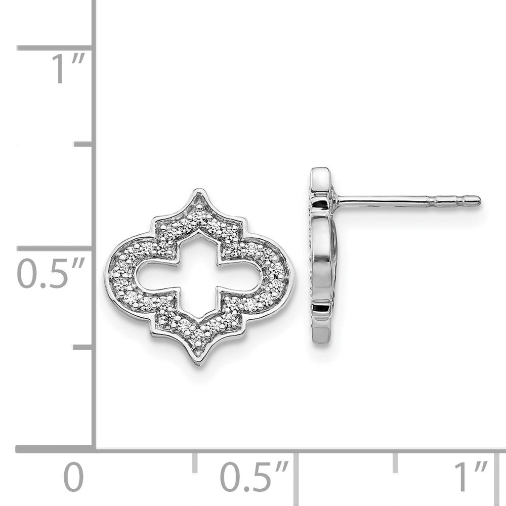 Solid 14k White Gold Simulated CZ Fancy Post Earrings