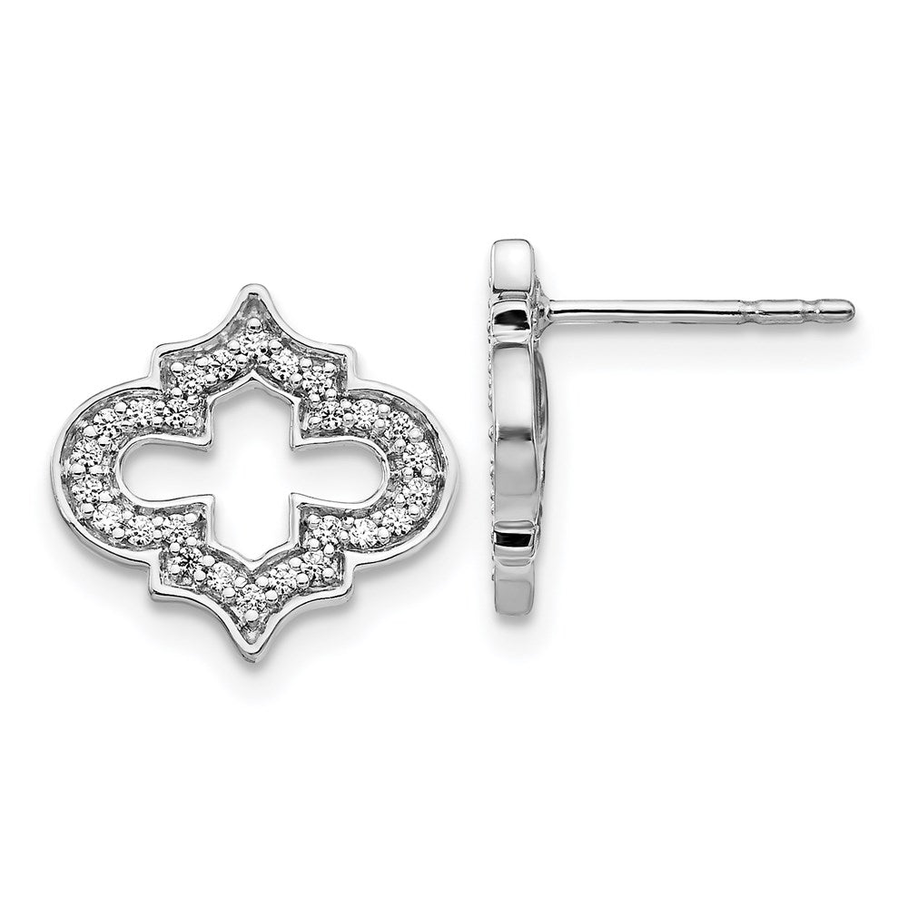 14k White Gold Real Diamond Fancy Post Earrings EM3929-020-WA