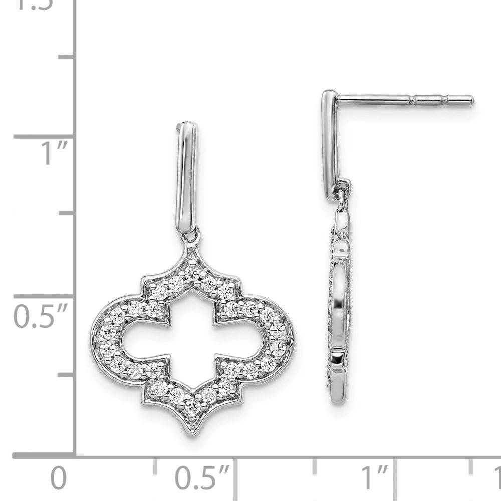 Solid 14k White Gold Simulated CZ Fancy Dangle Earrings