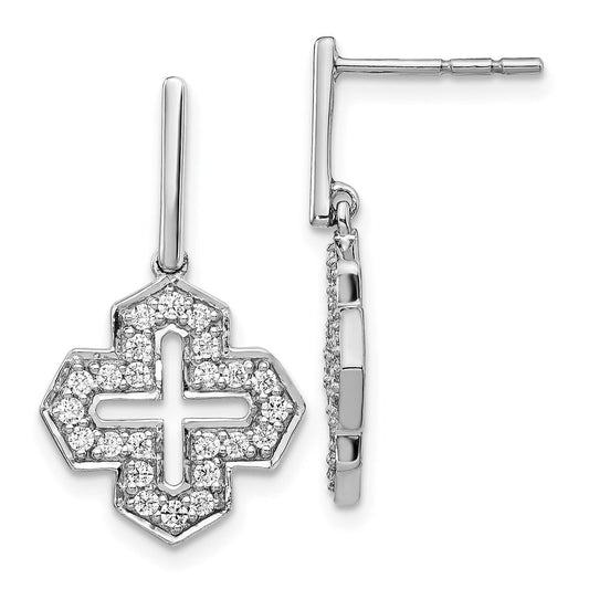 14k White Gold Real Diamond Fancy Dangle Earrings EM3931-050-WA