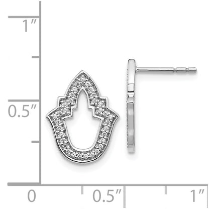 Solid 14k White Gold Simulated CZ Fancy Earrings