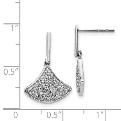 Solid 14k White Gold Simulated CZ Fancy Post Earrings