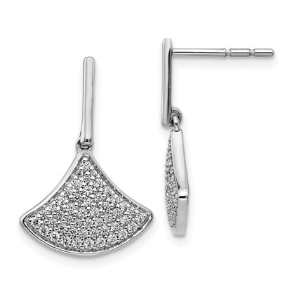 Solid 14k White Gold Simulated CZ Fancy Post Earrings