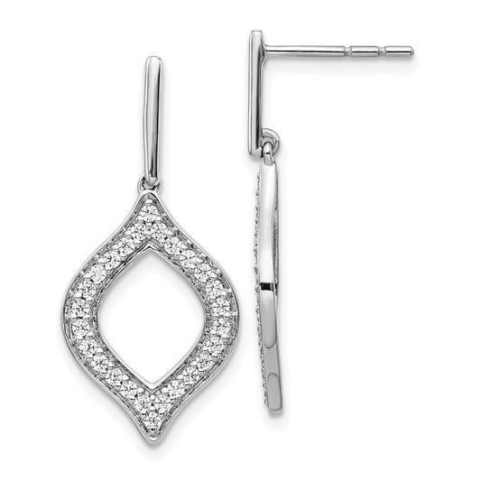 14k White Gold Real Diamond Fancy Dangle Earrings EM3934-050-WA