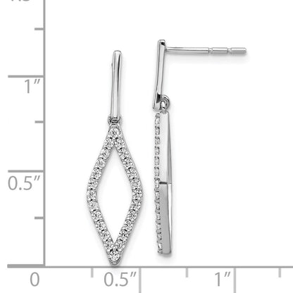 Solid 14k White Gold Simulated CZ Fancy Dangle Earrings