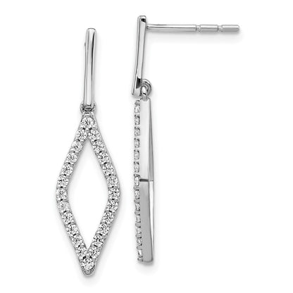 Solid 14k White Gold Simulated CZ Fancy Dangle Earrings
