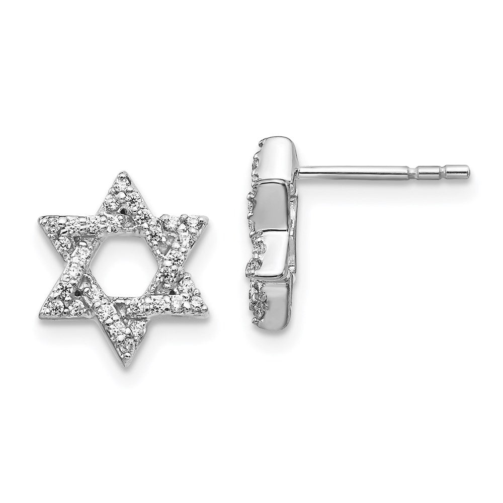 14k White Gold Real Diamond Star of David Earrings EM3939-025-WA