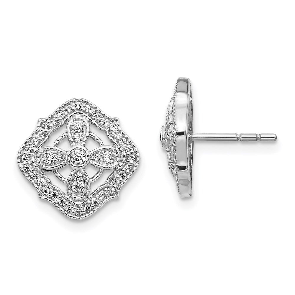 14k White Gold Real Diamond Fancy Earrings EM3940-033-WA