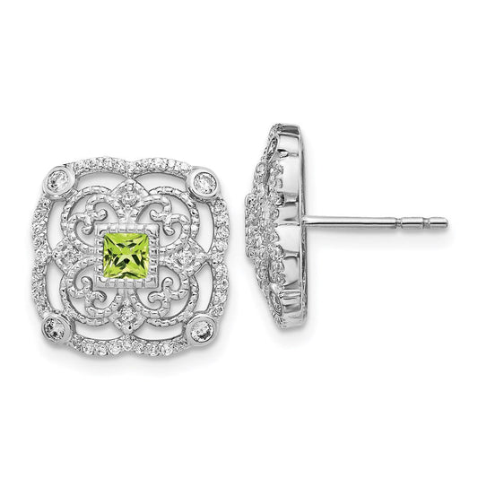 14k White Gold Real Diamond & Peridot Fancy Earrings EM3943-PE-038-WA