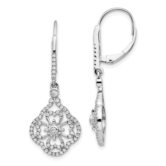 14k White Gold Real Diamond Fancy Leverback Earrings EM3946-055-WA