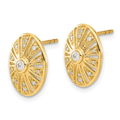 Solid 14k Yellow Gold Simulated CZ Vintage Earrings