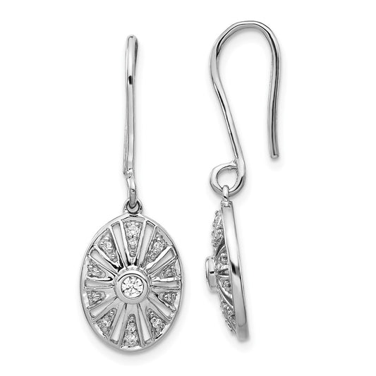 Solid 14k White Gold Simulated CZ Vintage Earrings