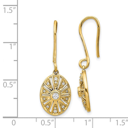 Solid 14k Yellow Gold Simulated CZ Vintage Earrings