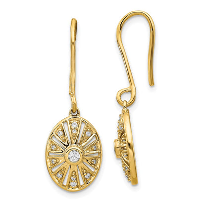 Solid 14k Yellow Gold Simulated CZ Vintage Earrings
