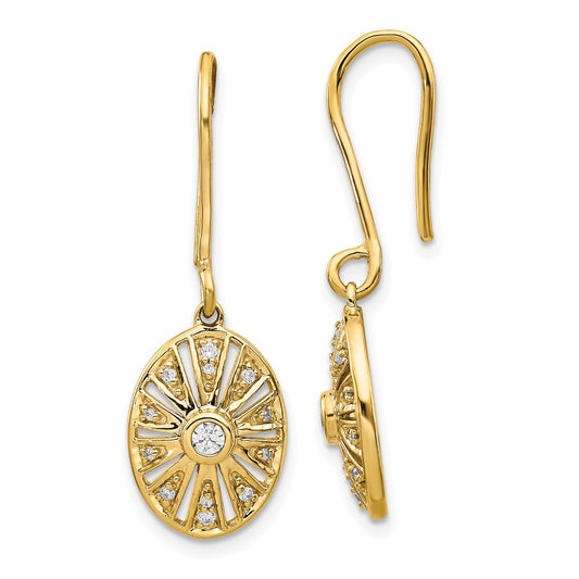 Solid 14k Yellow Gold Simulated CZ Vintage Earrings