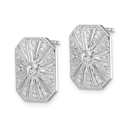Solid 14k White Gold Simulated CZ Vintage Earrings