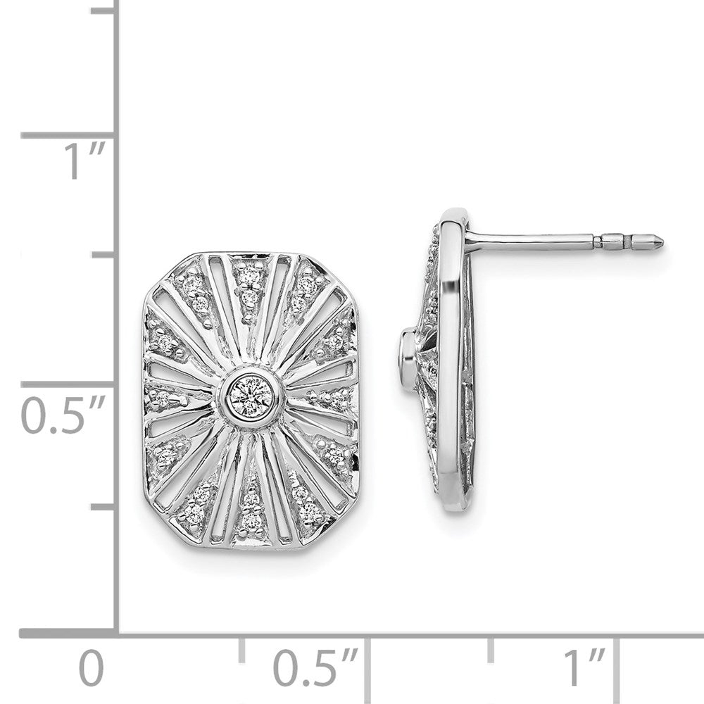 Solid 14k White Gold Simulated CZ Vintage Earrings