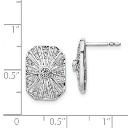 Solid 14k White Gold Simulated CZ Vintage Earrings