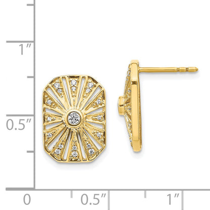 Solid 14k Yellow Gold Simulated CZ Vintage Earrings