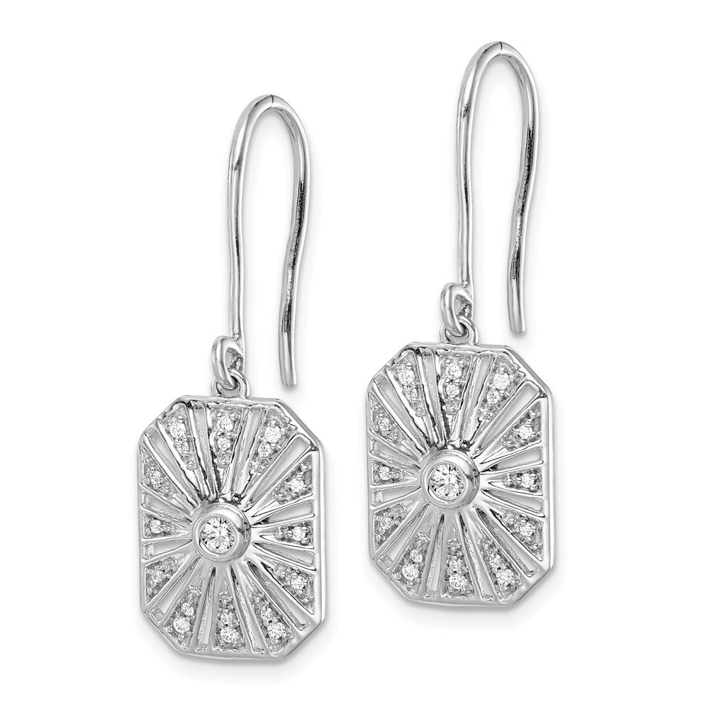 Solid 14k White Gold Simulated CZ Vintage Earrings