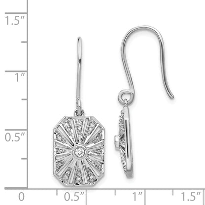 Solid 14k White Gold Simulated CZ Vintage Earrings