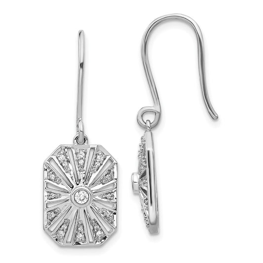 Solid 14k White Gold Simulated CZ Vintage Earrings