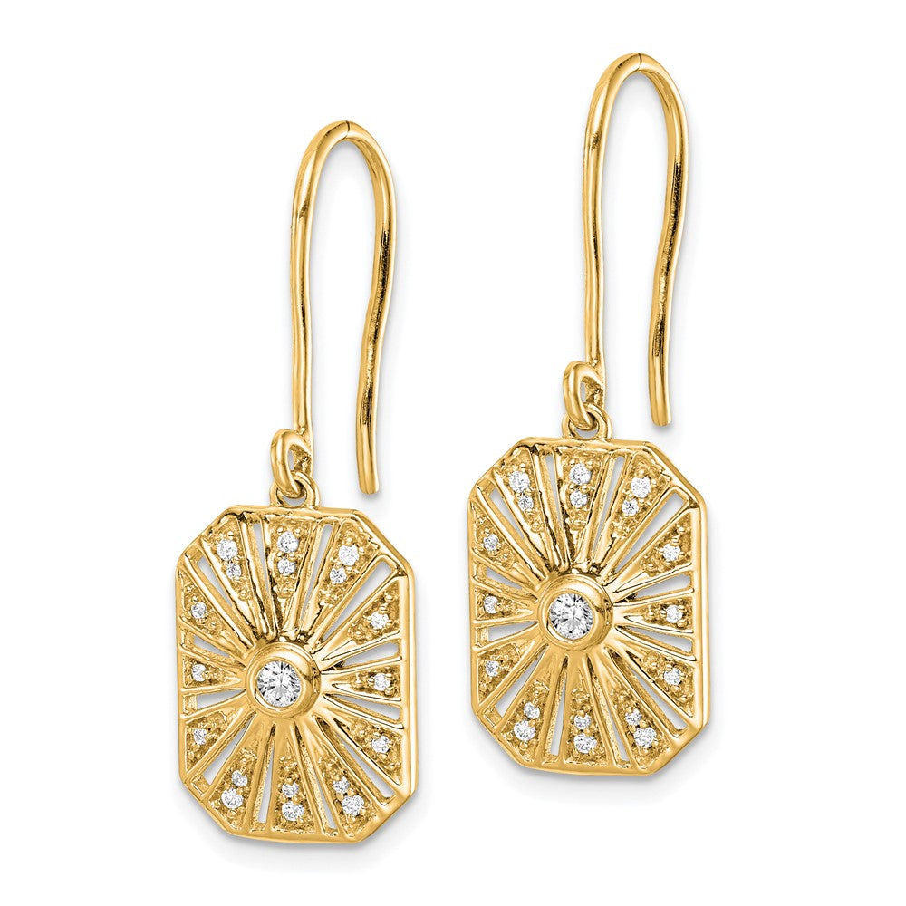 Solid 14k Yellow Gold Simulated CZ Vintage Earrings