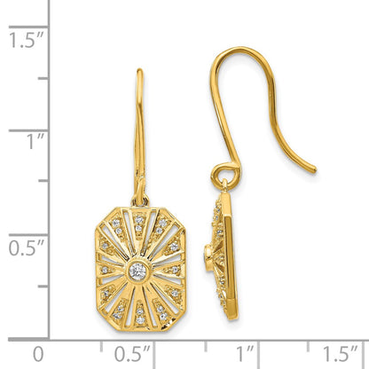 Solid 14k Yellow Gold Simulated CZ Vintage Earrings