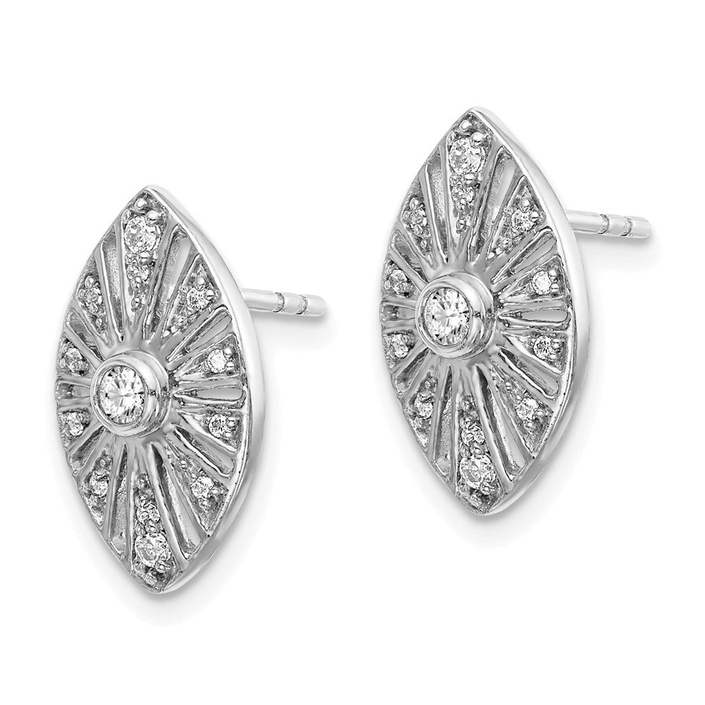 Solid 14k White Gold Simulated CZ Vintage Earrings