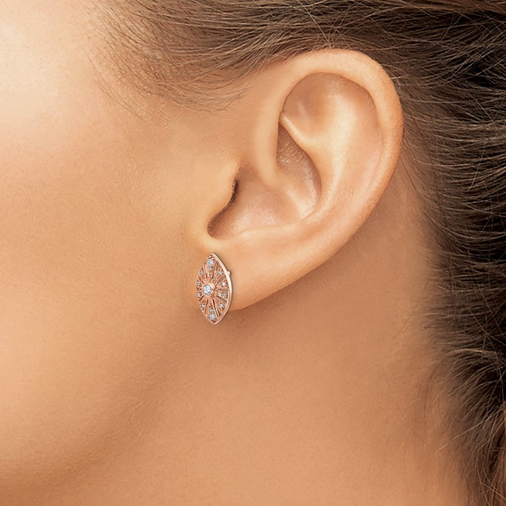 Solid 14k White Gold Simulated CZ Vintage Earrings