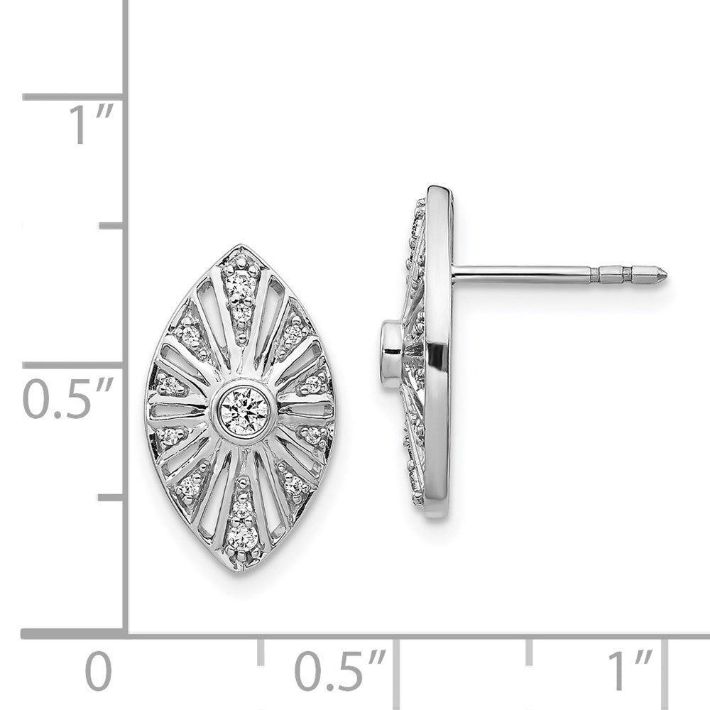 Solid 14k White Gold Simulated CZ Vintage Earrings