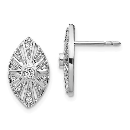 Solid 14k White Gold Simulated CZ Vintage Earrings