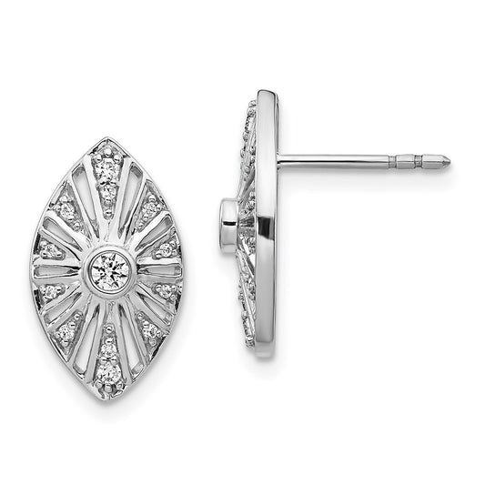Solid 14k White Gold Simulated CZ Vintage Earrings