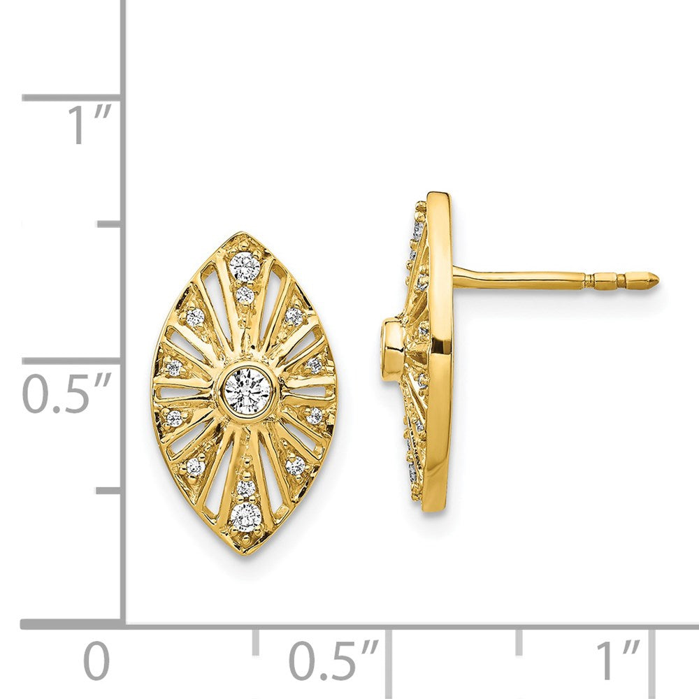 Solid 14k Yellow Gold Simulated CZ Vintage Earrings