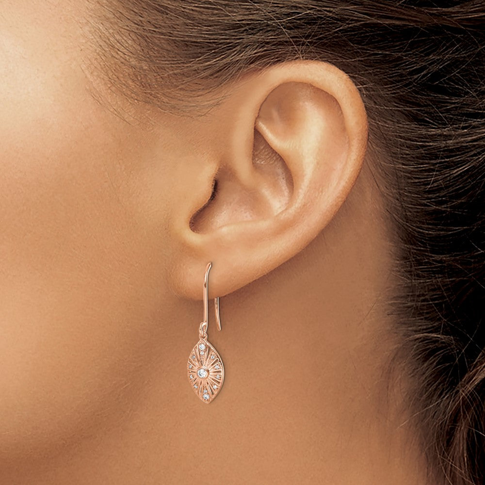 Solid 14k White Gold Simulated CZ Vintage LeverbacK Earrings