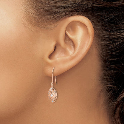 Solid 14k White Gold Simulated CZ Vintage LeverbacK Earrings