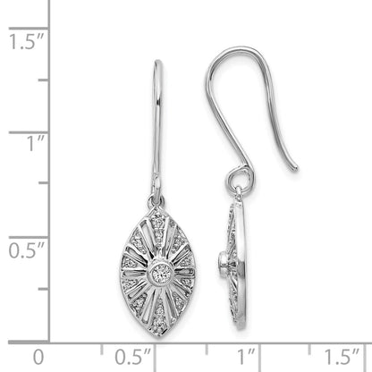 Solid 14k White Gold Simulated CZ Vintage LeverbacK Earrings