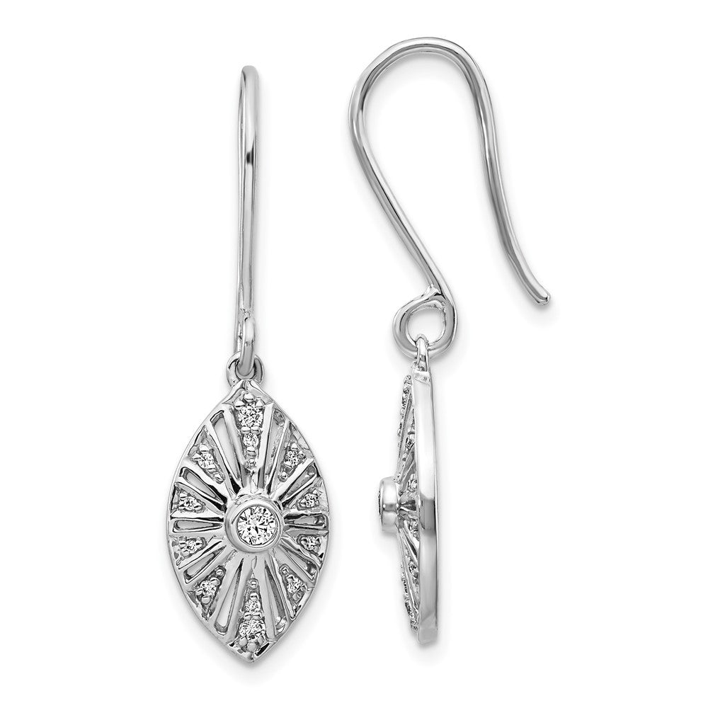 Solid 14k White Gold Simulated CZ Vintage LeverbacK Earrings