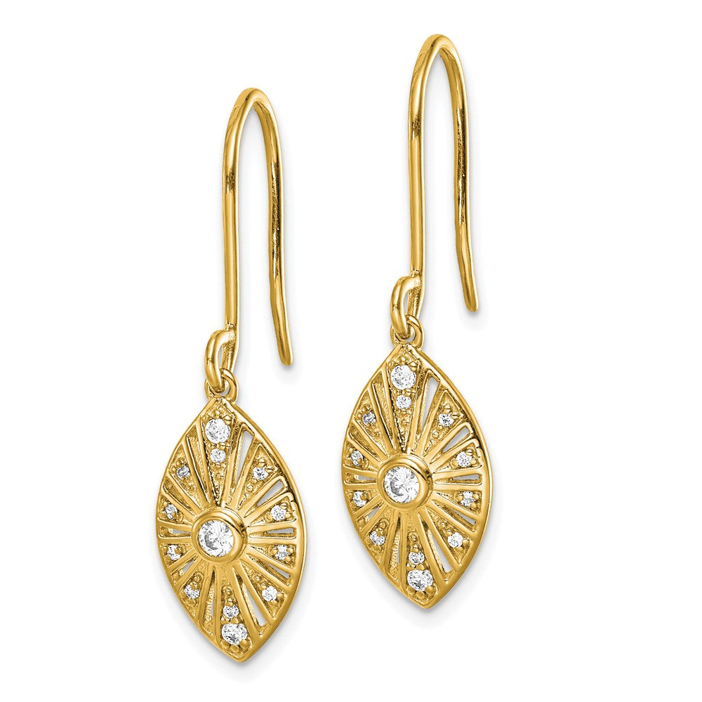 Solid 14k Yellow Gold Simulated CZ Vintage LeverbacK Earrings