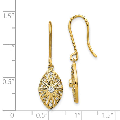 Solid 14k Yellow Gold Simulated CZ Vintage LeverbacK Earrings