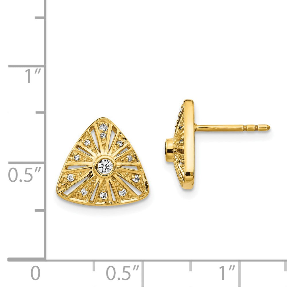 Solid 14k Yellow Gold Simulated CZ Vintage Earrings