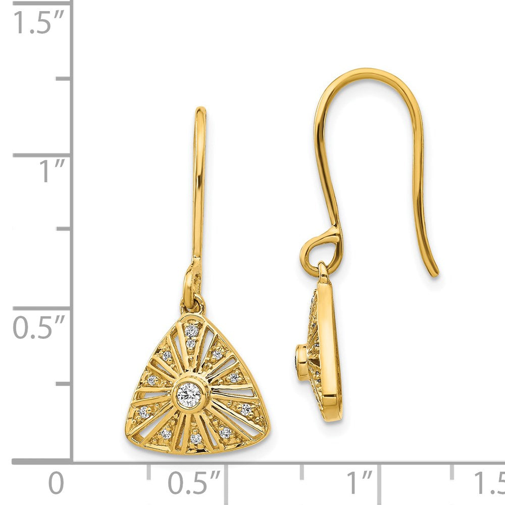 Solid 14k Yellow Gold Simulated CZ Vintage LeverbacK Earrings