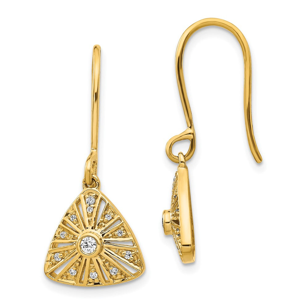 Solid 14k Yellow Gold Simulated CZ Vintage LeverbacK Earrings