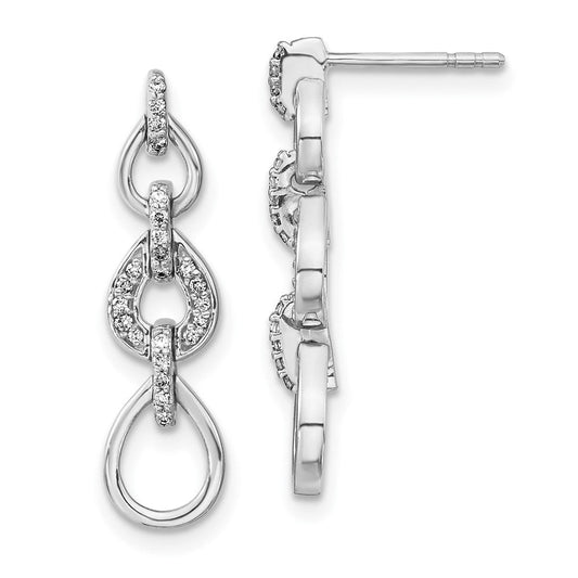 14k White Gold Real Diamond Fancy Dangle Earrings EM3961-014-WA