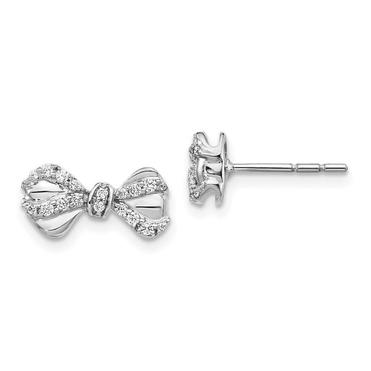 14k White Gold Real Diamond Bow Post Earrings EM3970-020-WA